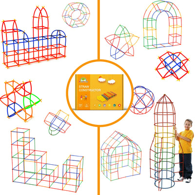 Children's toy promotes motor skills and creativity - Straw constructor puzzle game