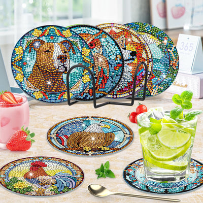 8 PCS Diamond Painting Coasters with Holder