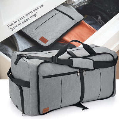 Foldable travel bag large weekender overnight bag with shoe compartment, waterproof/sports bag