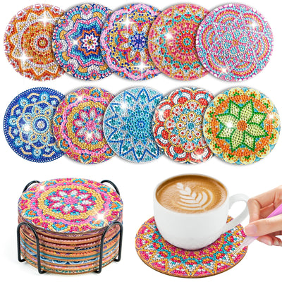10pcs Diamond Painting Coasters With Holder