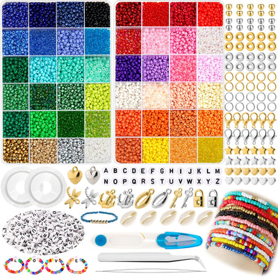 7000 pieces Colorful glass beads set, DIY beads for threading with letter beads for gift idea bracelets, beads for threading set for children