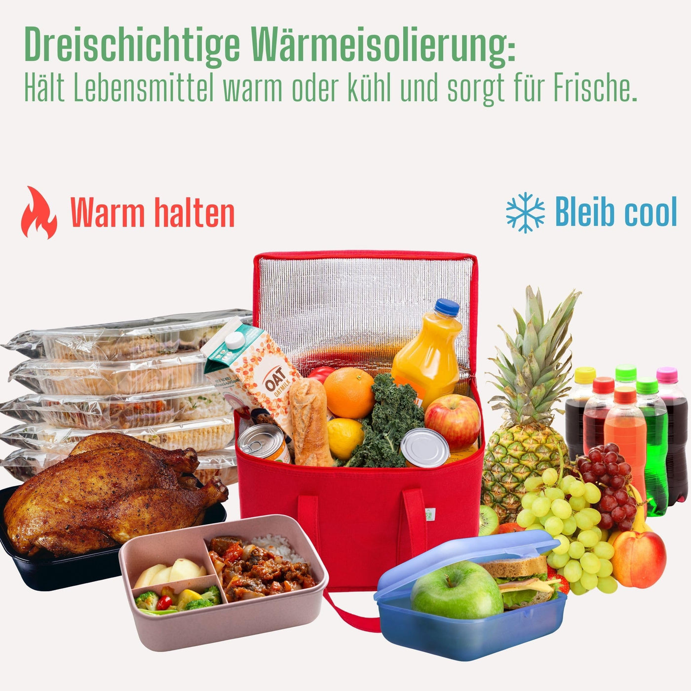 2 Stück Einkaufstasche Wiederverwendbare faltbare Kühltasche Einkaufskorb