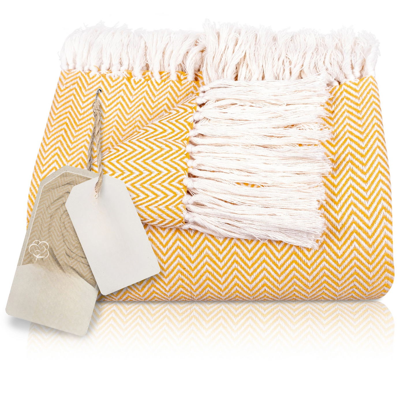 Premium bedspread with fringes - cotton blanket as bed throw, couch throw