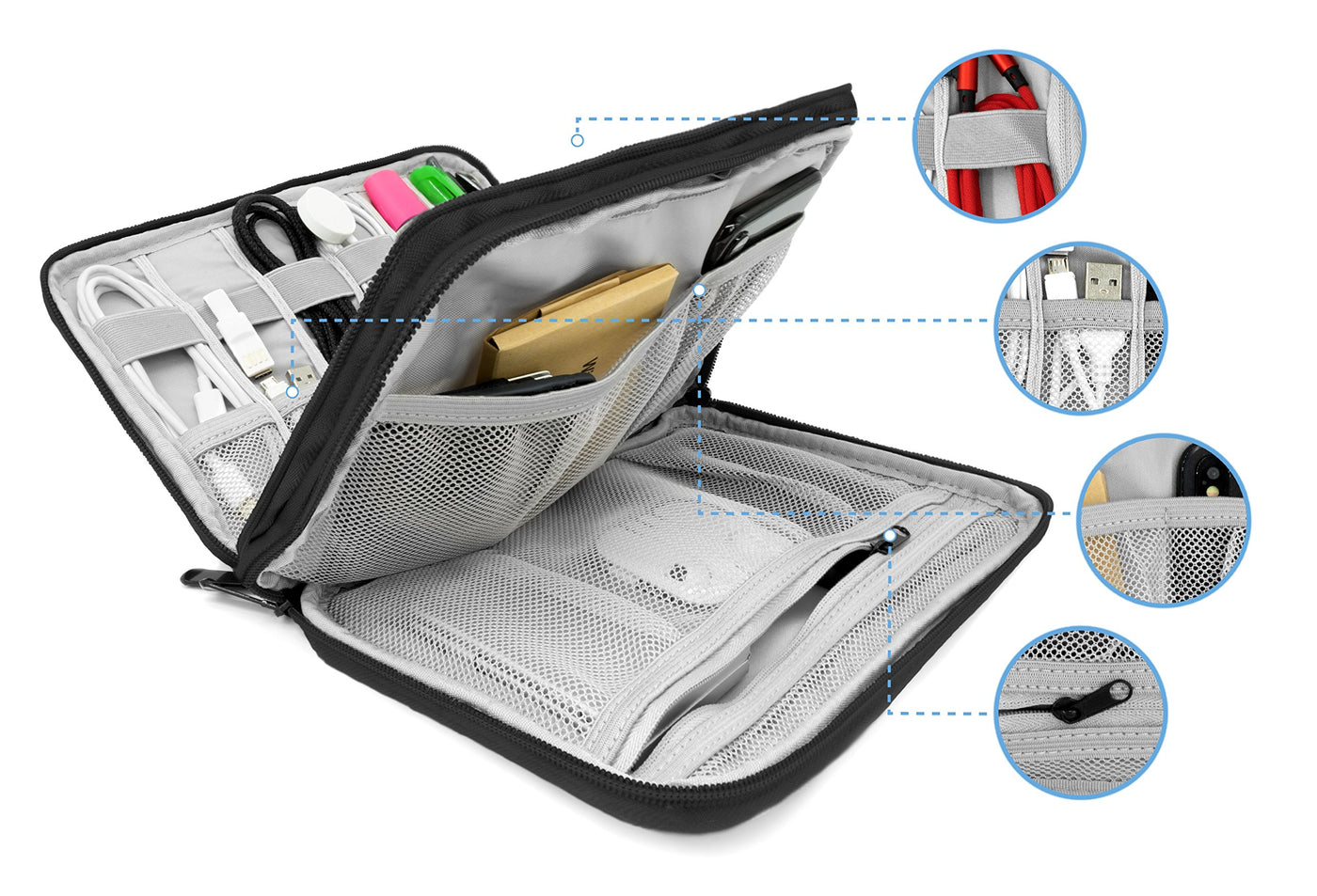 Universal cable organizer bag for electronic accessories - Travel cable bag storage