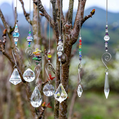 7 pieces crystal rainbow suncatcher glass beads chain hanging Fengshui pendant for window, gardenус