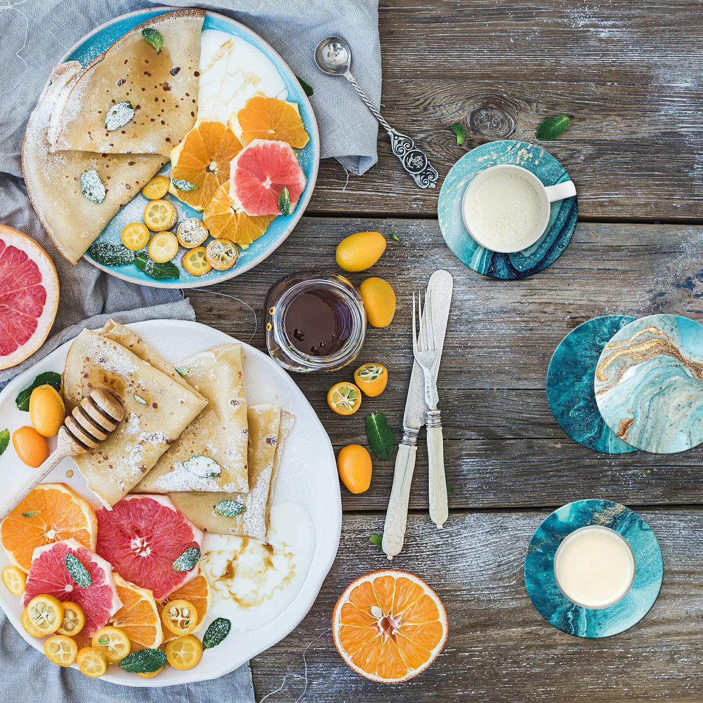 Sous-verres pour boissons, Sous-verres en céramique avec base en liège