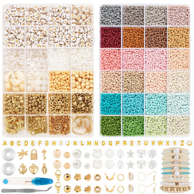 Perles pour Bracelets, Perles de Verre de Style Boho pour Enfiler