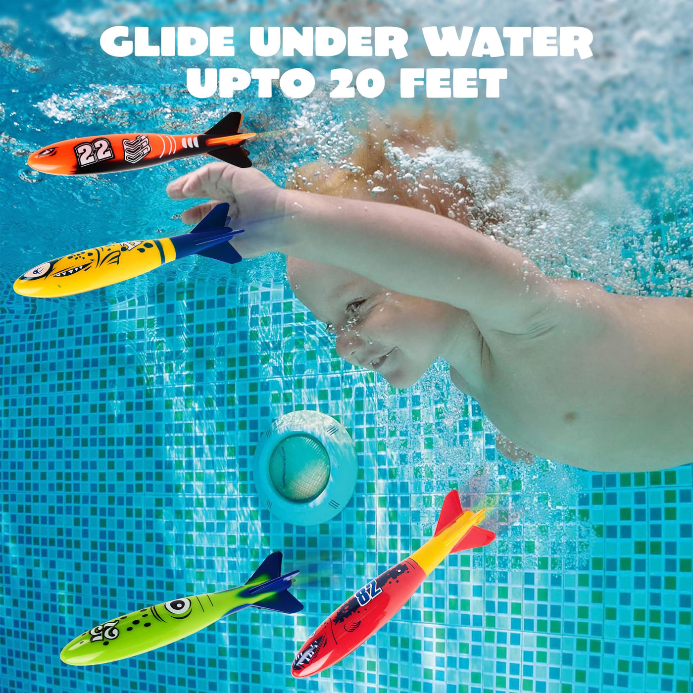 8 pieces torpedo, shark, diving toy for children