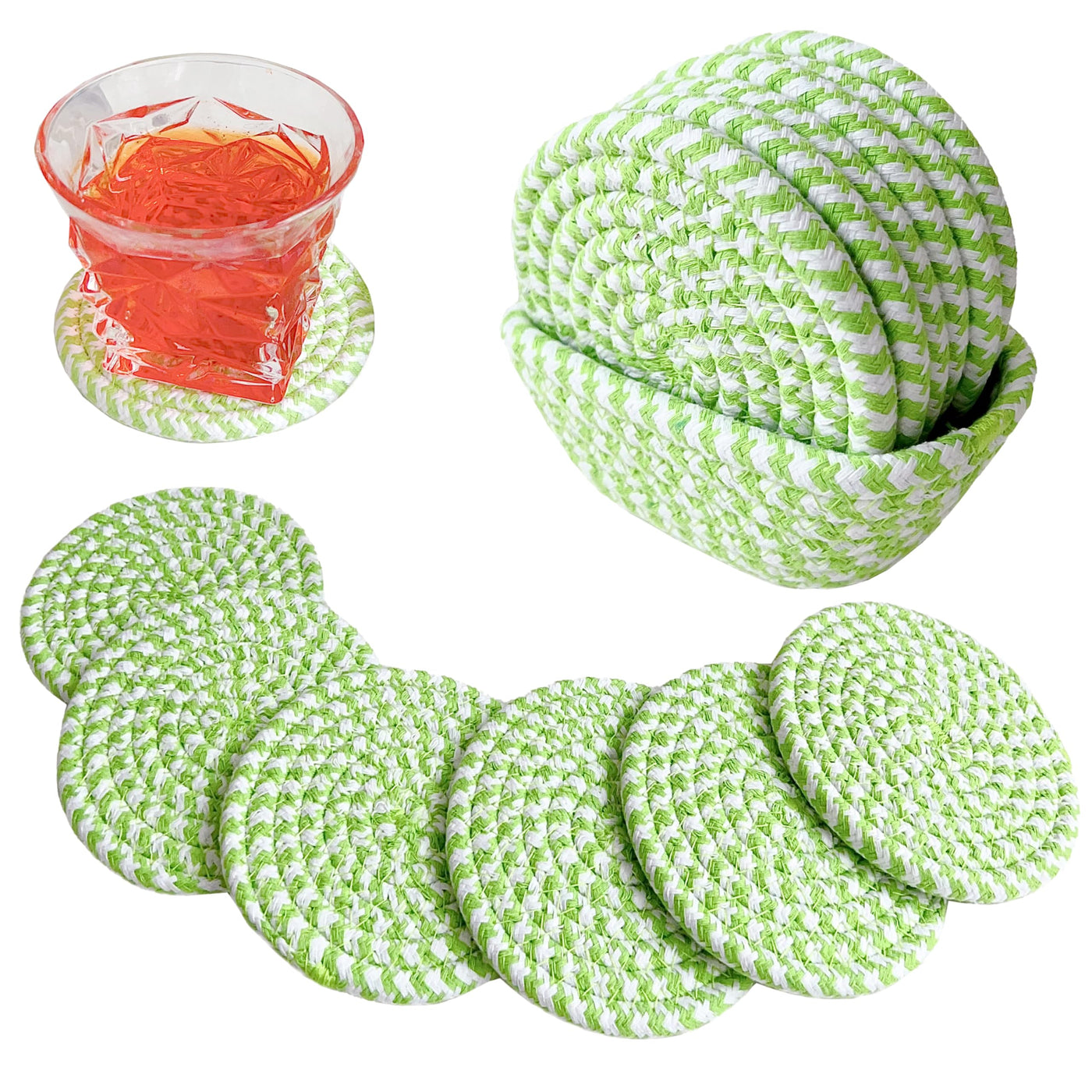 Verres à sous-verre Boho avec panier de rangement