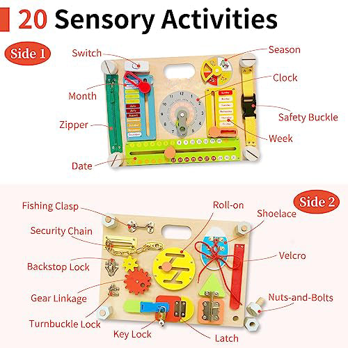 Activity Board for Toddlers, Baby Sensory Wooden Toy