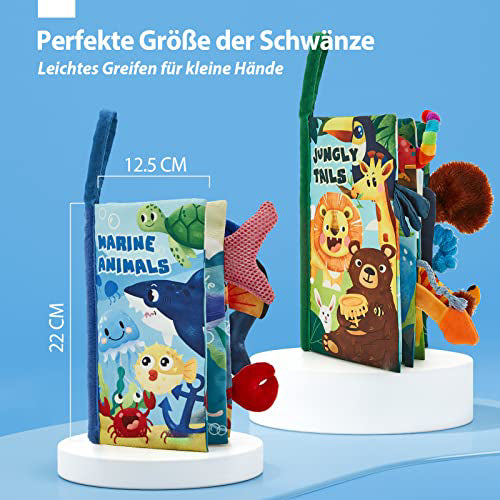 Babybuch Baby Stoffbuch - 2 Stück Buch Babyspielzeug - 3D Bilderbuch Stoffbücher Fühlbuch