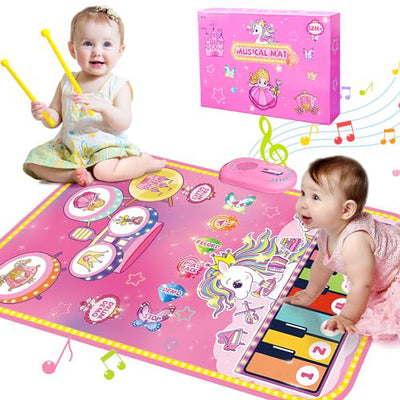 Babyspielzeug, 2-in-1-Musikmatte, Klaviermatte für Kleinkinder, Trommelspielzeug