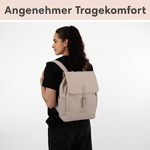 Backpack Small Beige - Ida - Small backpack for leisure, university or city - With laptop compartment (up to 13 inches) - Elegant & Sustainable - Water repellent