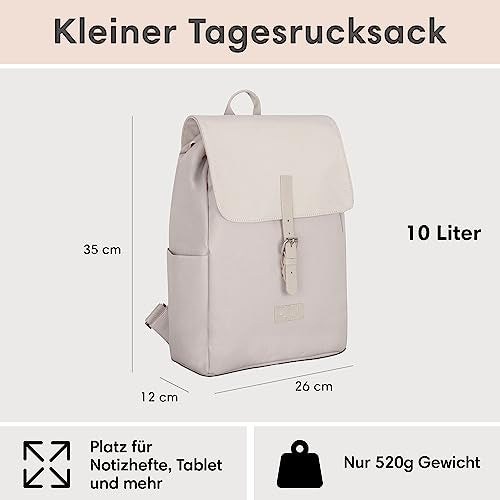 Backpack Small Beige - Ida - Small backpack for leisure, university or city - With laptop compartment (up to 13 inches) - Elegant & Sustainable - Water repellent