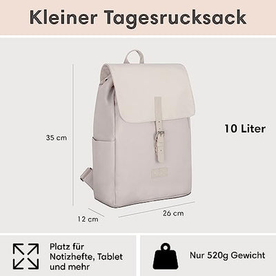 Backpack Small Beige - Ida - Small backpack for leisure, university or city - With laptop compartment (up to 13 inches) - Elegant & Sustainable - Water repellent