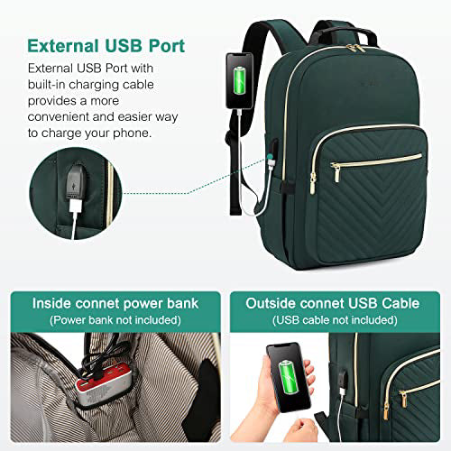 Backpack , Waterproof Laptop Bag Daypacks Elegant School Backpack with USB Charging Port