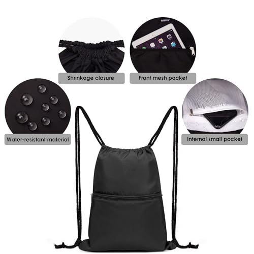 Sac à dos avec cordon de serrage Sac de sport avec poche extérieure Cordon de serrage réglable Sac de sport avec poche intérieure pour le sport et les voyages