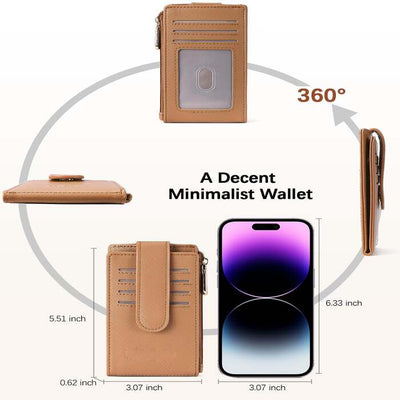 Porte-cartes de crédit Portefeuille en cuir PU petit porte-cartes avec protection RFID et pochette à monnaie Mini portefeuille Porte-cartes mince avec 14 fentes pour cartes