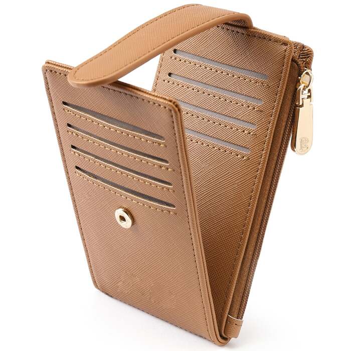 Porte-cartes de crédit Portefeuille en cuir PU petit porte-cartes avec protection RFID et pochette à monnaie Mini portefeuille Porte-cartes mince avec 14 fentes pour cartes