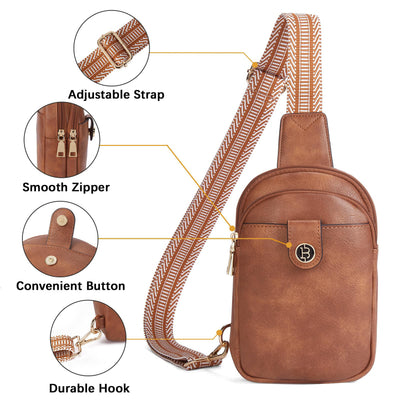 Brusttasche Schulterrucksack Sling Bags Kleine Umhängetasche Umhängetasche PU-Leder Gürteltasche Stilvoll