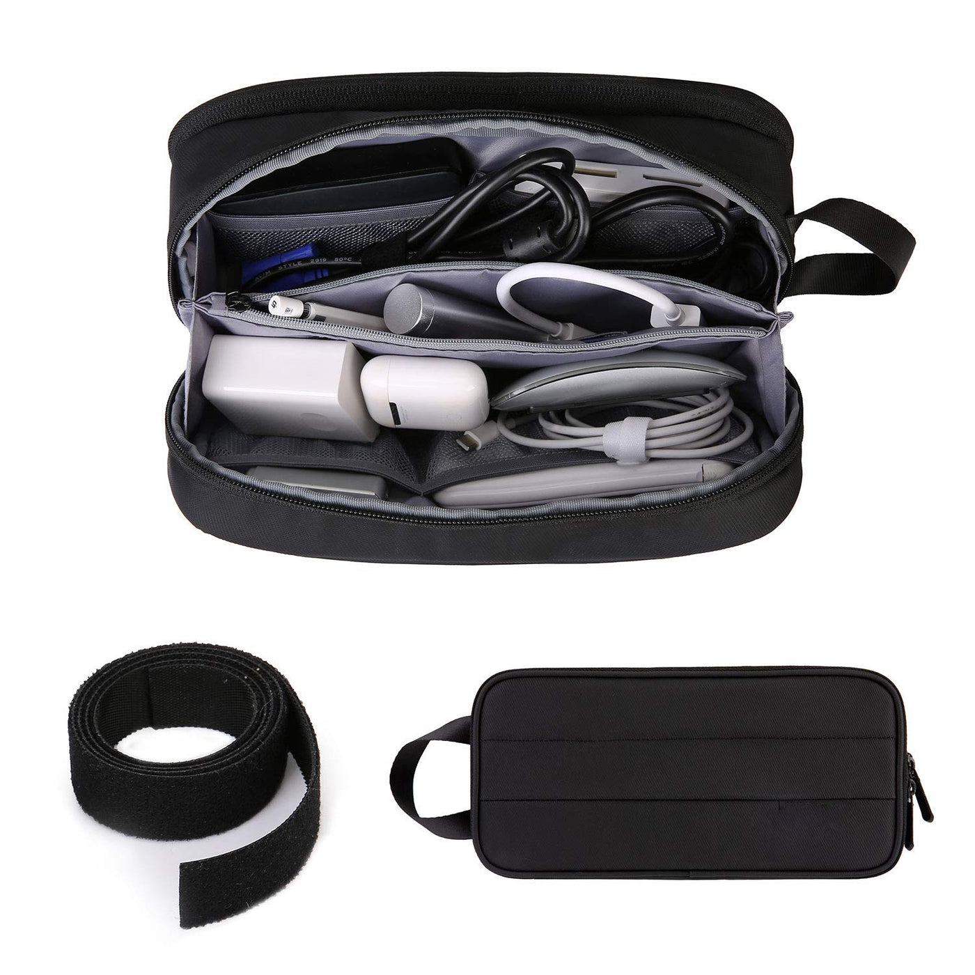 Cable organizer, multifunction cable bag, cable organizer with large capacity for PC charger, cable, adapter, power bank, SD cards