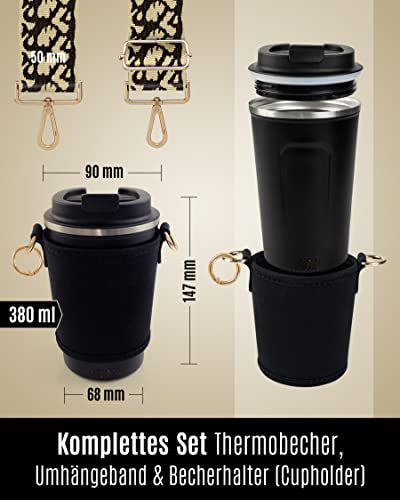 Cupholder Set - cupholder and thermo cup to hang around - neoprene cupholder with adjustable shoulder strap