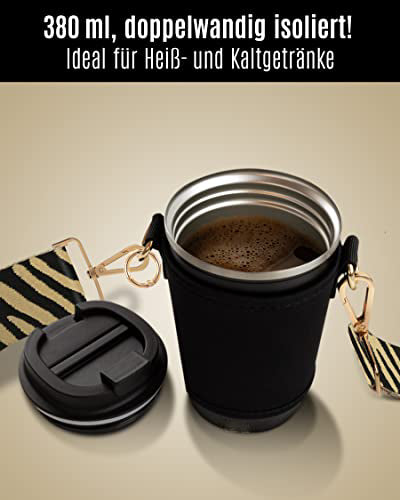 Cupholder to Go Set - cup holder and thermal cup to go - cup holder with adjustable shoulder strap