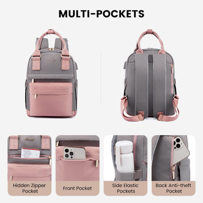 Elegant backpack, waterproof city backpack handbag 2 in 1 with USB charging port