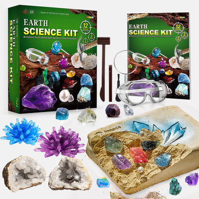 Excavation set for children, STEM science toy gems excavation, geodes to break open set, crystals growing kit