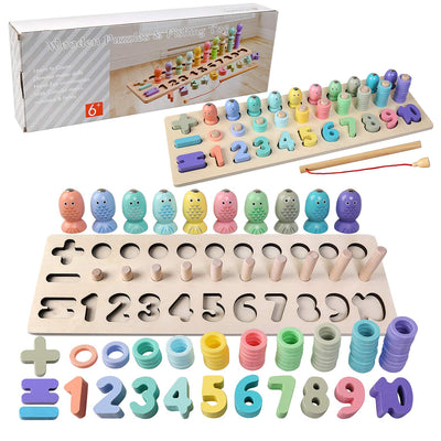 Educational toy learning numbers, wooden toy puzzle learning | wooden blocks made of wood - motor skills for early learning in kindergarten for toddlers