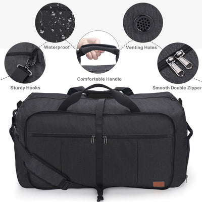 Foldable travel bag large weekender overnight bag with shoe compartment, waterproof/sports bag