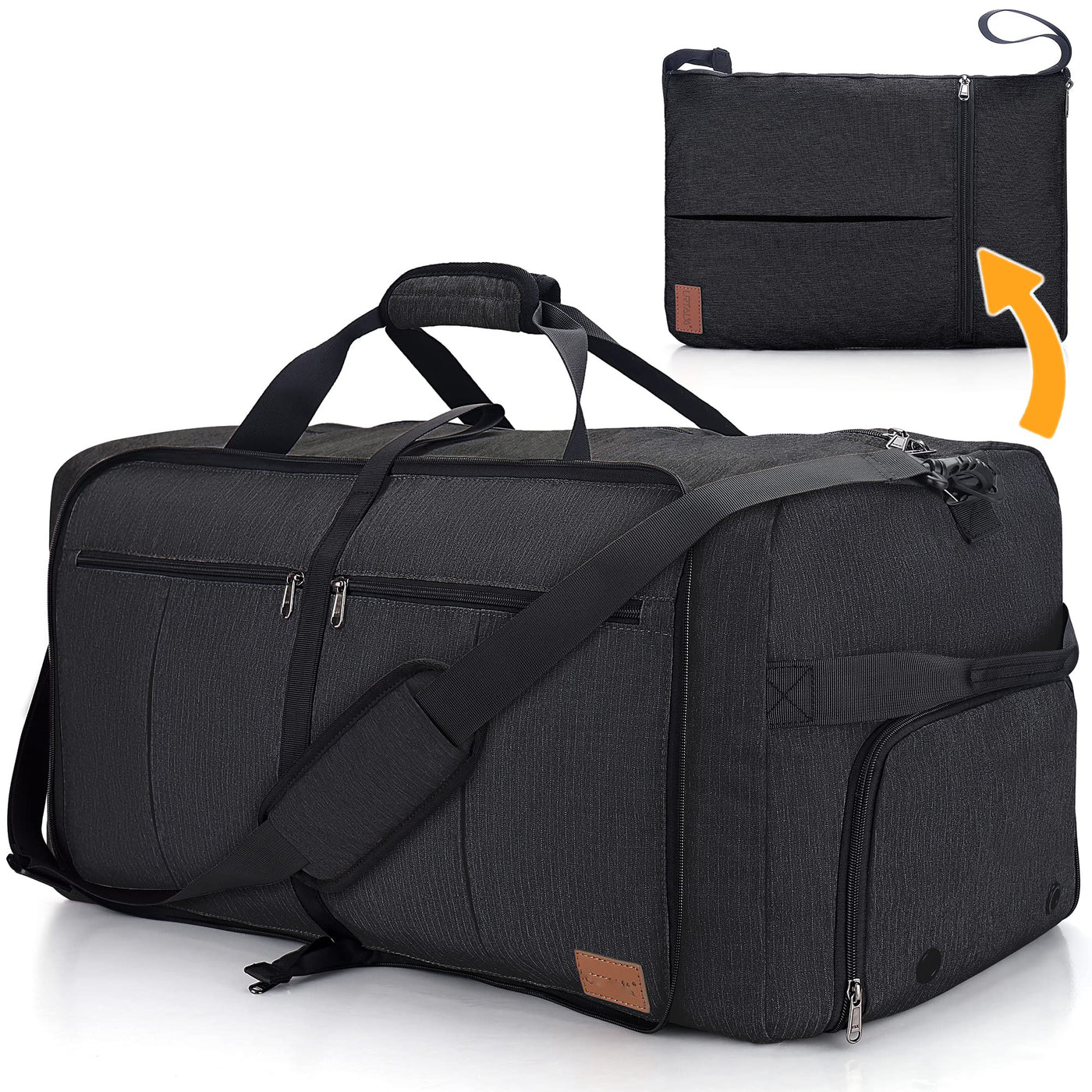 Foldable travel bag large weekender overnight bag with shoe compartment, waterproof/sports bag