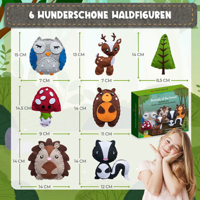 Waldtier-Nähset, Häkel- & Stickset Kinder, magischer Nähspaß Schule der magischen Tiere