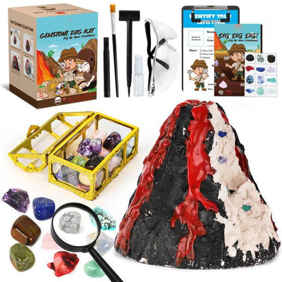 Gemstone excavation set with 12 geology stones, mineral excavation set