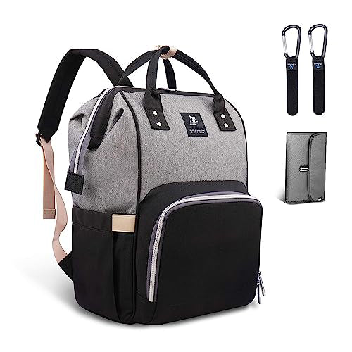 Wickeltasche Rucksack Wasserdichte Reise-Baby-Tasche, stilvolle große Kapazität Baby wickeln Rucksack mit Wickelauflage und Kinderwagen-Haken