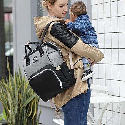 Wickeltasche Rucksack Wasserdichte Reise-Baby-Tasche, stilvolle große Kapazität Baby wickeln Rucksack mit Wickelauflage und Kinderwagen-Haken