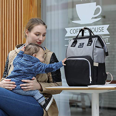 Wickeltasche Rucksack Wasserdichte Reise-Baby-Tasche, stilvolle große Kapazität Baby wickeln Rucksack mit Wickelauflage und Kinderwagen-Haken