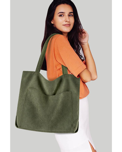 cord Tasche Umhängetasche mit Reißverschluss, Groß Shopper Tasche Tote Bag Handtasche