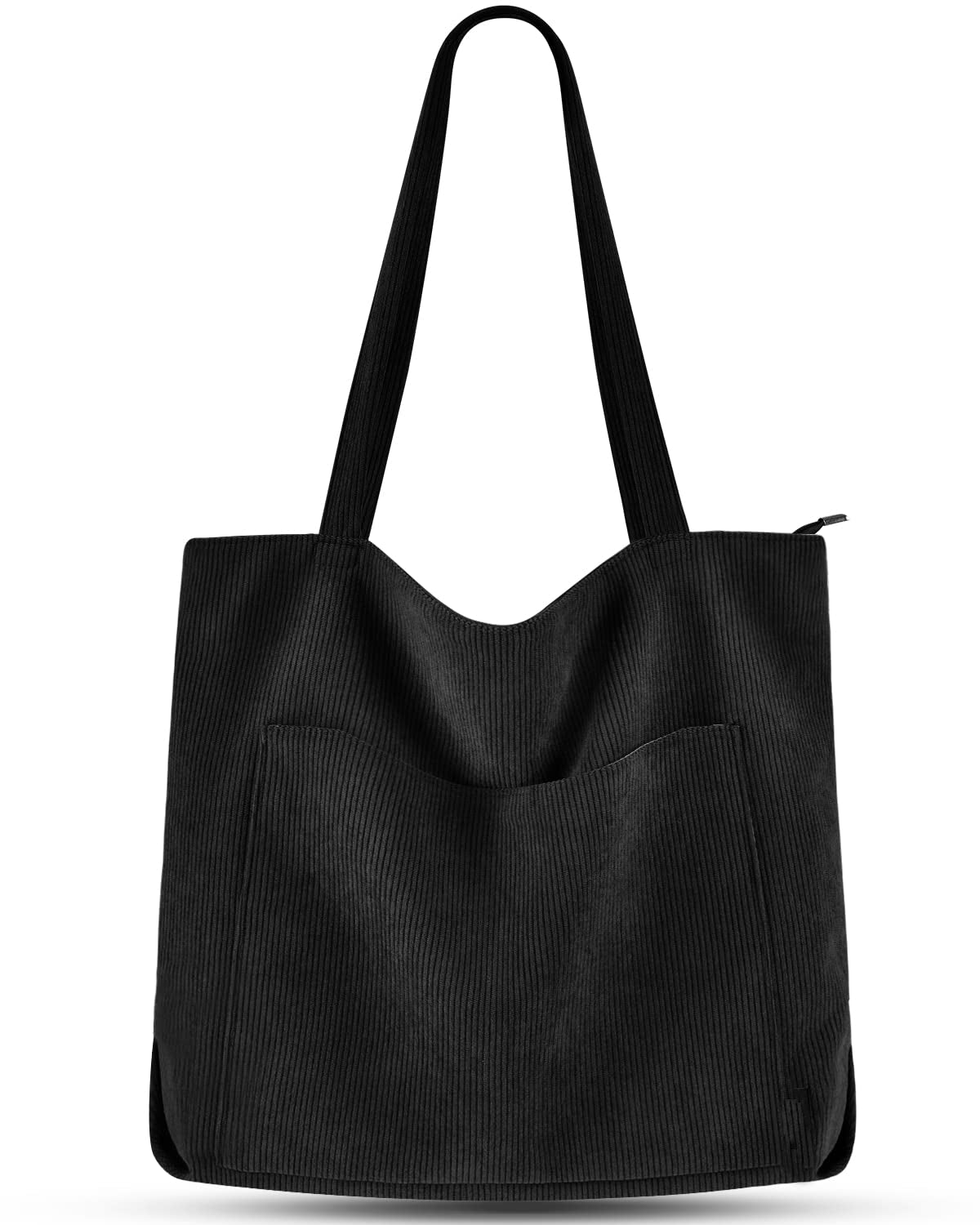 cord Tasche Umhängetasche mit Reißverschluss, Groß Shopper Tasche Tote Bag Handtasche