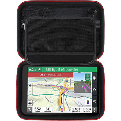 Hard Carrying GPS Case for l Garmin dēzl LGV 1010, Garmin Camper 1090, Garmin dēzl LGV1000 MT-D truck navigation device, Mesh bag for car charger, USB cable