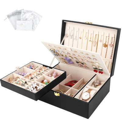 Jewelry box for necklaces, earrings, bracelets, rings, watches, with removable