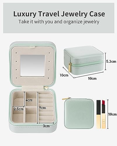 Jewelry Box Small, for Rings Earrings with Mirror