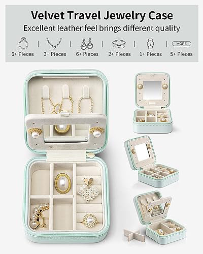 Jewelry Box Small, for Rings Earrings with Mirror