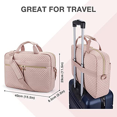 Laptop bag, 15.6 inch briefcase, large laptop bag, computer bag, office, travel, business, pink