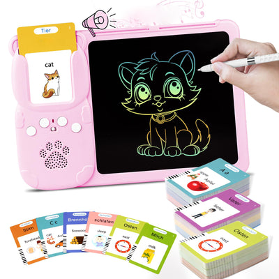 Learning toys, German and English learning for children, 510 words speaking flash cards with LCD writing tablet