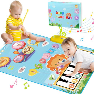 Babyspielzeug, 2-in-1-Musikmatte, Klaviermatte für Kleinkinder, Trommelspielzeug