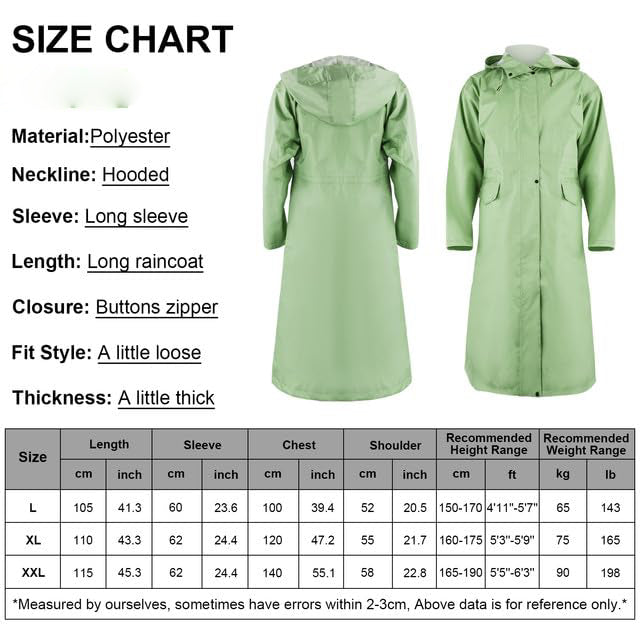 Long Raincoat Waterproof Rain Jacket Unisex Rain Poncho with Flap Pocket