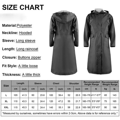 Long Raincoat Waterproof Rain Jacket Unisex Rain Poncho with Flap Pocket