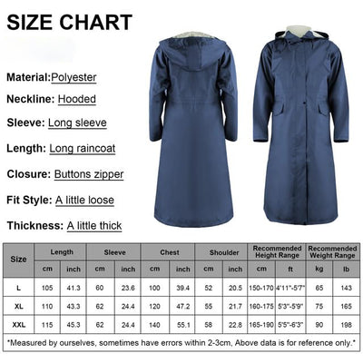 Long raincoat waterproof rain jacket unisex rain poncho with flap pocket, one size