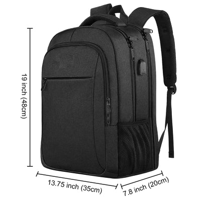 Sac à dos, grand sac à dos pour ordinateur portable pouces sac à dos scolaire sacoche pour ordinateur portable avec port de charge USB antivol